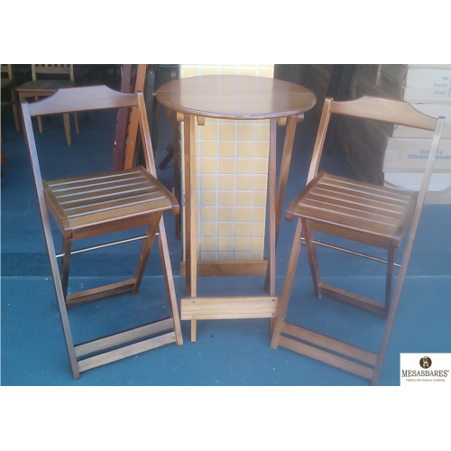 Conjunto Bistrô Dobrável 60 cm e 2 Banquetas Iron - Cod: 961